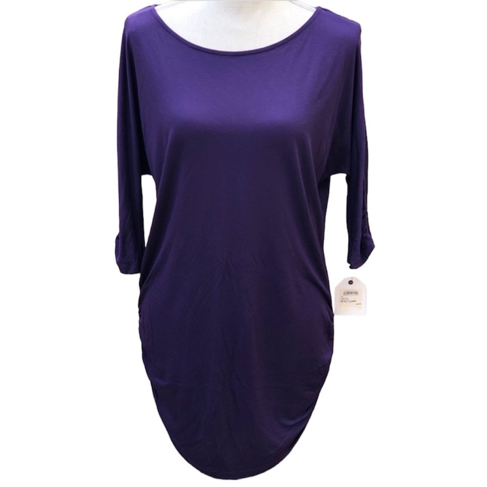 Caslon Tunic Top 3/4 Length Sleeves Scoop Neck Purple NWT Women’s Size Small